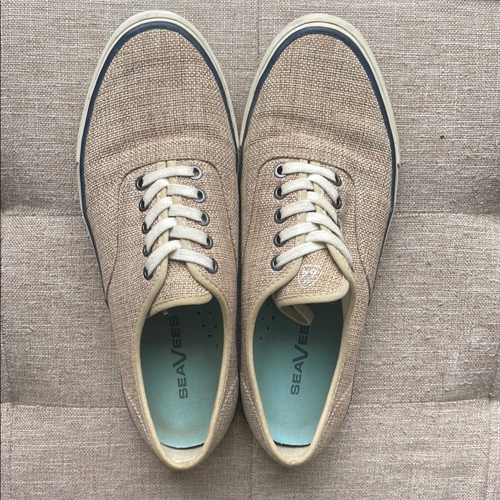 SeaVees Tan Boat Shoes with woven rafia